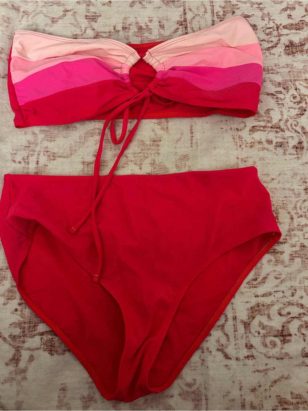 SHEIN Pink Ombre Bandeau Bikini Set